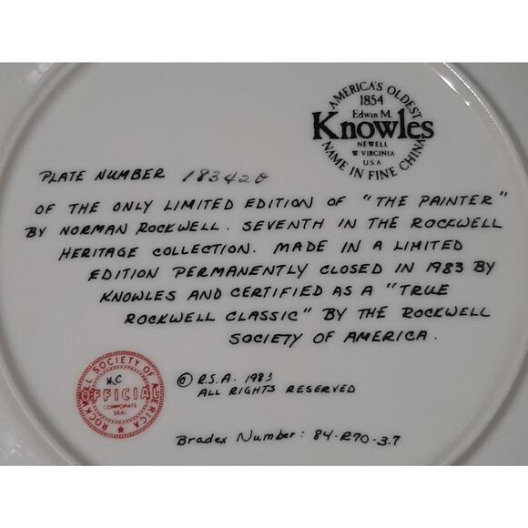 Norman Rockwell Collector's Plate l "The Painter" 1983 - Picture 4 of 6